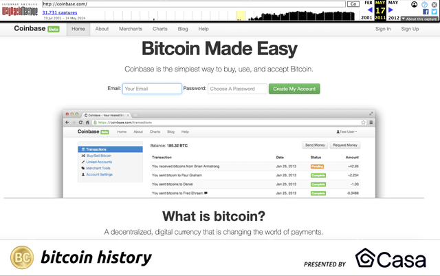 ✨ What the 1st Coinbase website looked like when BTC was $7 in May 2011