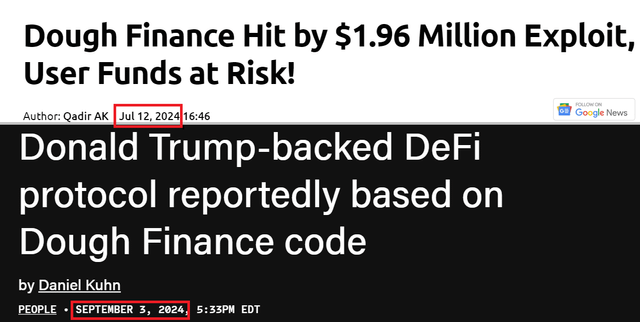 Barely a month and a half after being exploited for ~$2M the Dough Finance creators got a new gig – forking Dough Finance code into a new crypto project for the Trump Family.