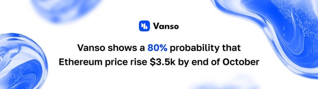 Vanso shows a 80% probability that Ethereum price rise $3.5k by end of October